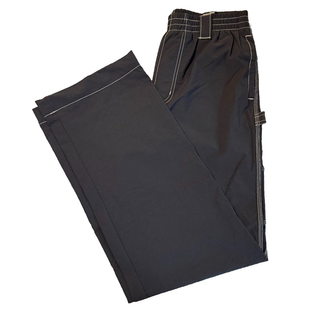 Urban Outfitters Nylon Skate Fit Carpenter Pants Black Utility Wide Leg Medium